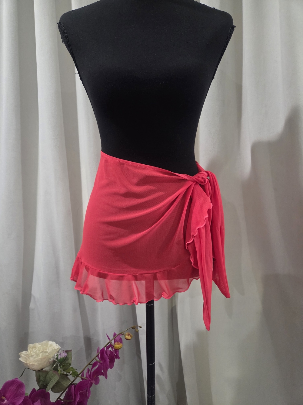 Jessica Simpson Hot Pink Tie-Side Ruffle Mini Swim Cover -Up Skirt